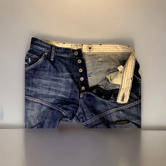 Vintage G Star Custom Capri Biker Jean Shorts Size 36 - Picture 4 of 8